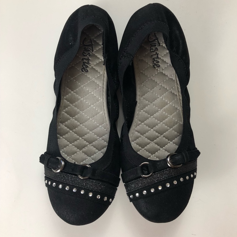 Justice Black Flex Flats